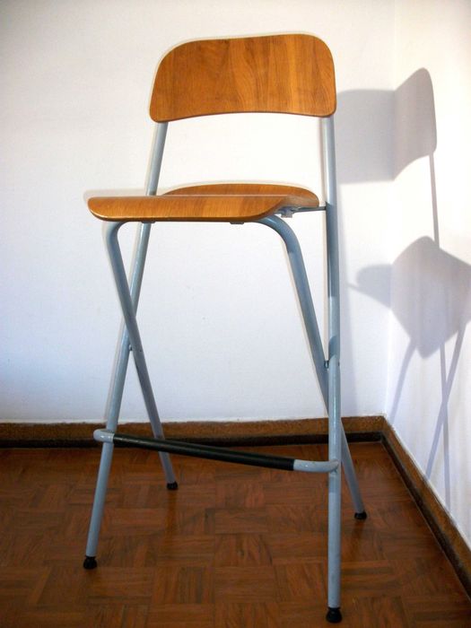 Banco FRANKLIN IKEA alto c/encosto, dobrável, branco/faia