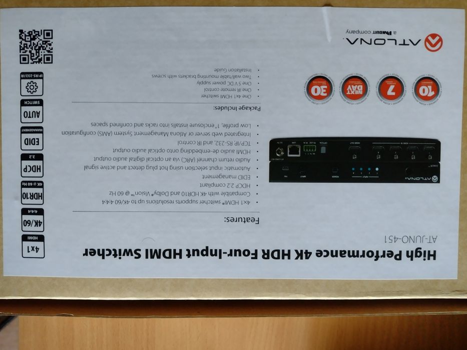 Atlona AT-JUNO-451 – przełącznik HDMI 4x1 4K HDR