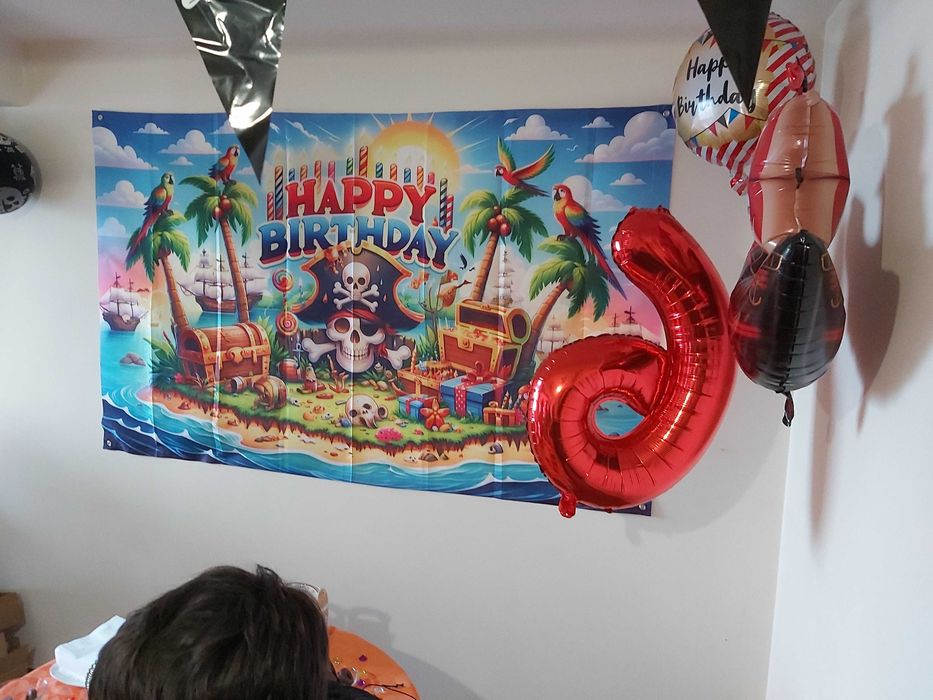 Tela Grande Aniversário tema Piratas 180x110cm