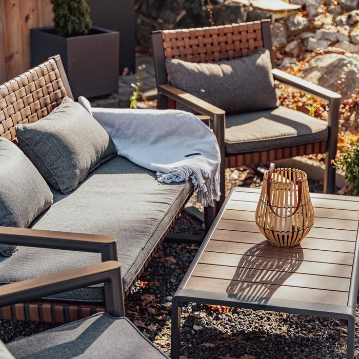 Zestaw Mebli Ogrodowych TEXAS z Sofą Fotelami i Stolikem Kawowym SZARY