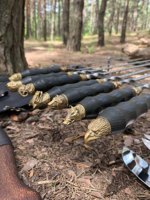 Подарунковий набір шампурів у шкіряному чохлі, подарочный набор