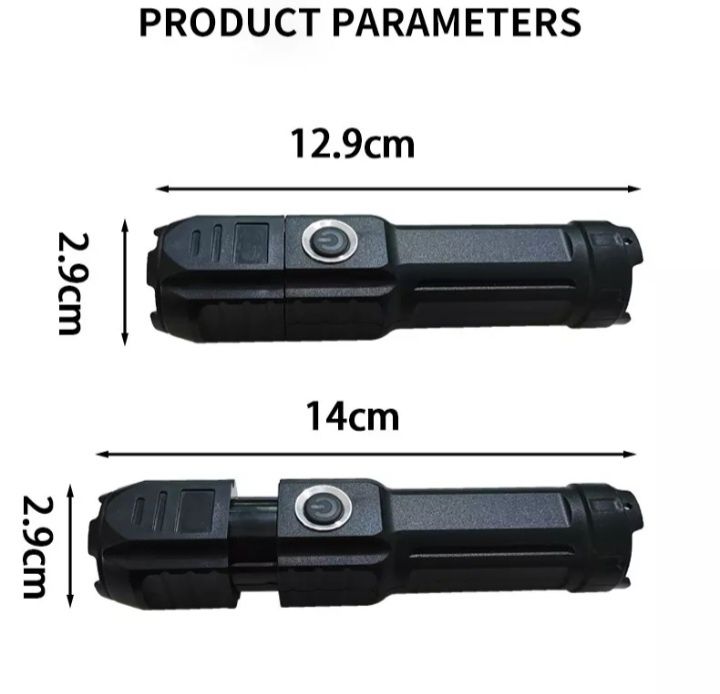 Lanterna tática LED T6 2000 lumens Bateria recarregável