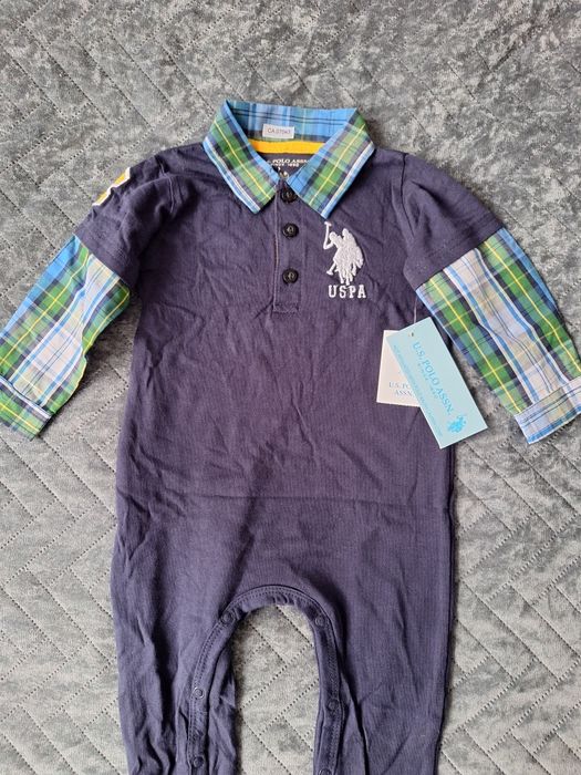 Nowy elegancki pajacyk U.S. Polo Assn. rozm. 6-9m