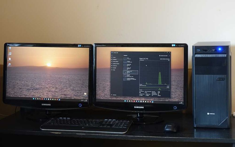 zestaw PC GTX1660 OC ram 24GB i7 2600K Fera 5 Dual 2x monitory/kable