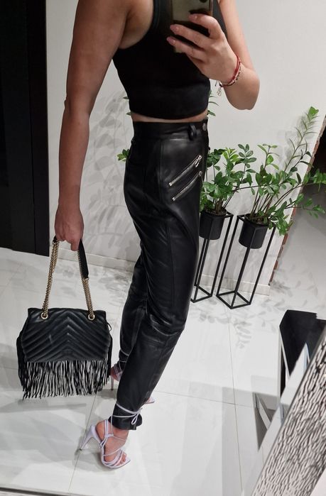 Spodnie slim fit skórzane Rage Age 36 skora naturalna Aster 1 motocykl