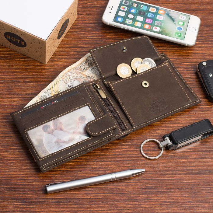 portfel męski skórzany alberto 033 - ciemnobrązowy