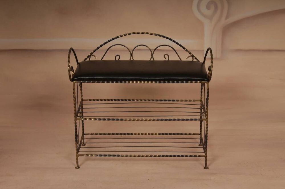 Банкетка с полками для обуви, банкетка кованая, пуф, подставка, полка