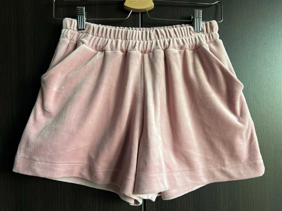 Komplet dresowy welur brudny róż bluza spodenki L