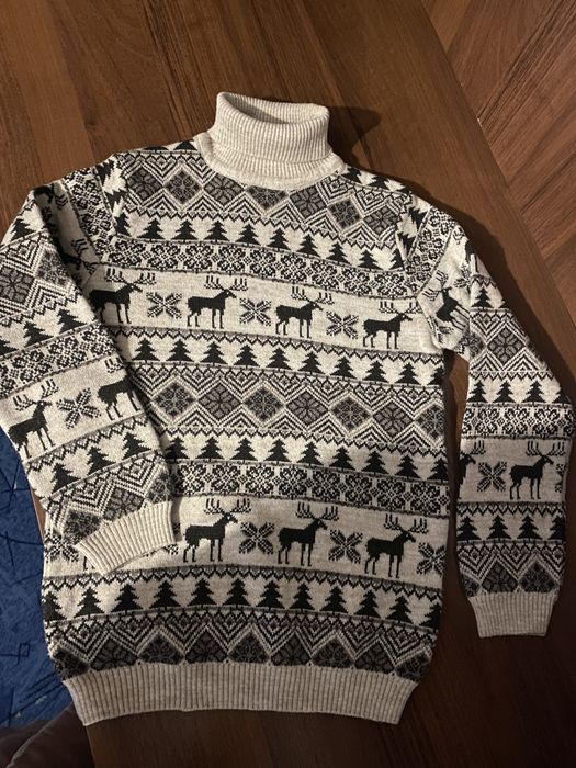 Новогодний теплый свитер, детский свитерок с горлом