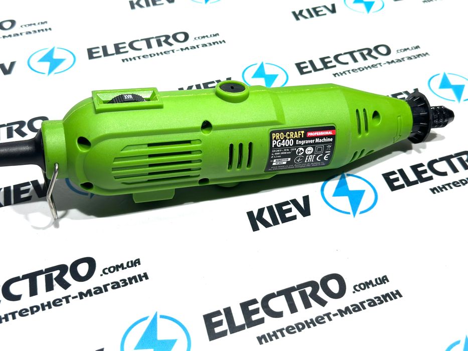 Гравер ProCraft PG400 (кулачковый патрон, гибкий вал, струбцина, набор в кейсе) Особенность гравера что он с патроном, а не цанговая система