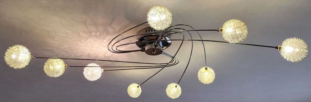Lampa sufitowa, żyrandol, chromowana -stan idealny