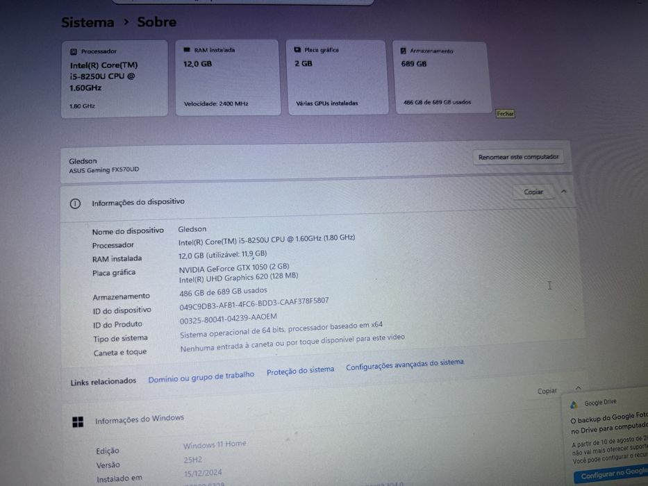 Setup Gamer Completo + Notebook ASUS GTX 1050 + PS3 + Acessórios