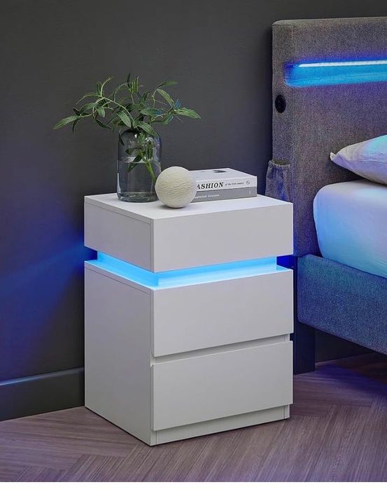 VASAGLE Stolik nocny z oświetleniem LED