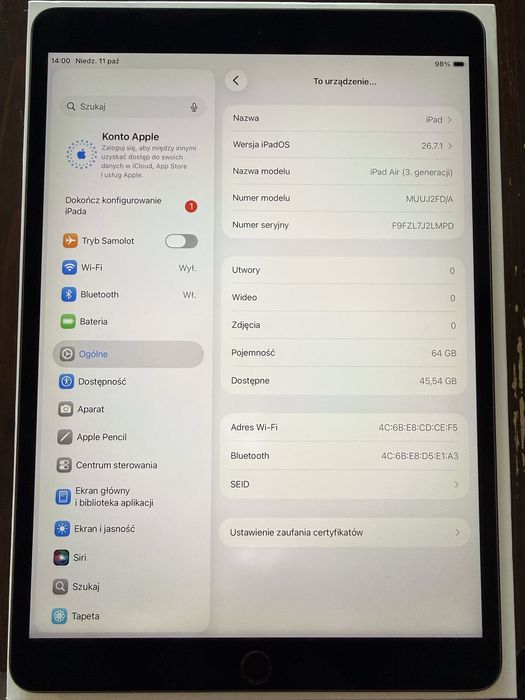 Ipad Air 3 gen 2019 64GB