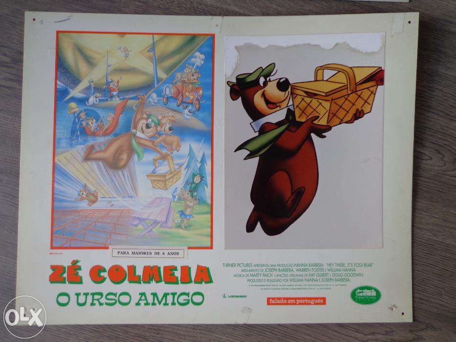 Cartaz antigo de cinema Zé Colmeia - O Urso amigo