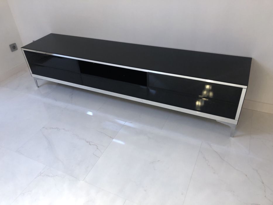 Szafka RTV czarna, srebrne dodatki, z lustra glamour!!!