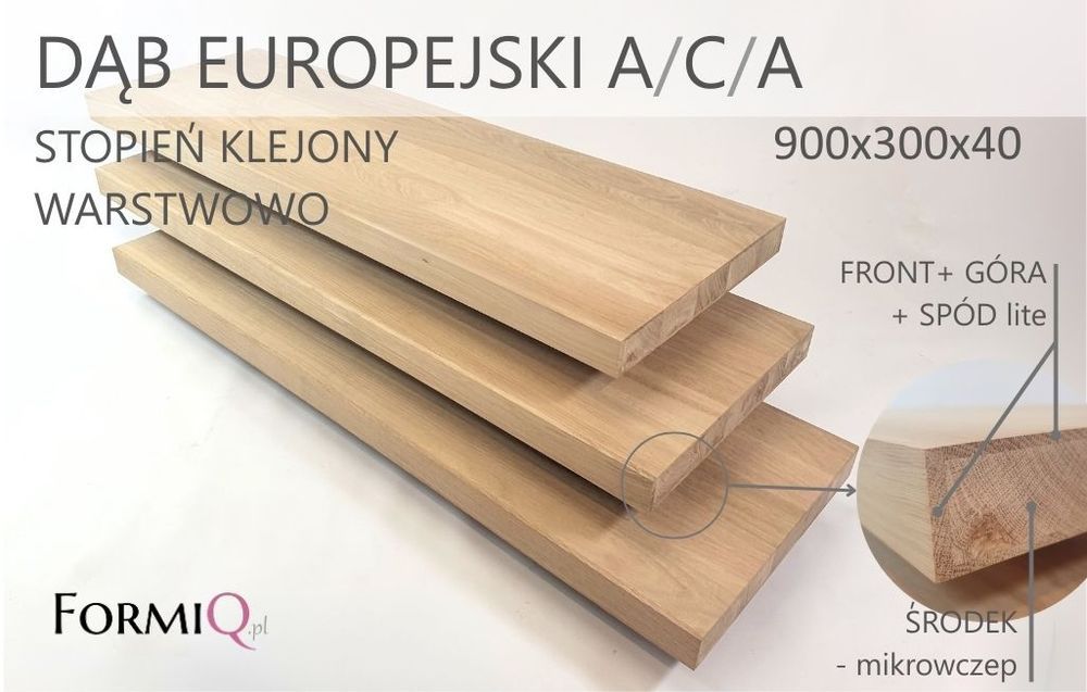 Stopnie dąb europejski A/C/A 900x300x40