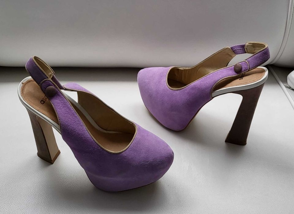 ASOS liliowe buciki skóra roz 41