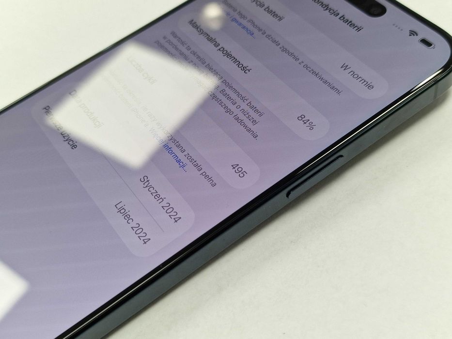 Iphone 15 PRO MAX 256GB/ Blue Titanium/ 84%/ Grade A-/ + ładowarka/ Gwarancja