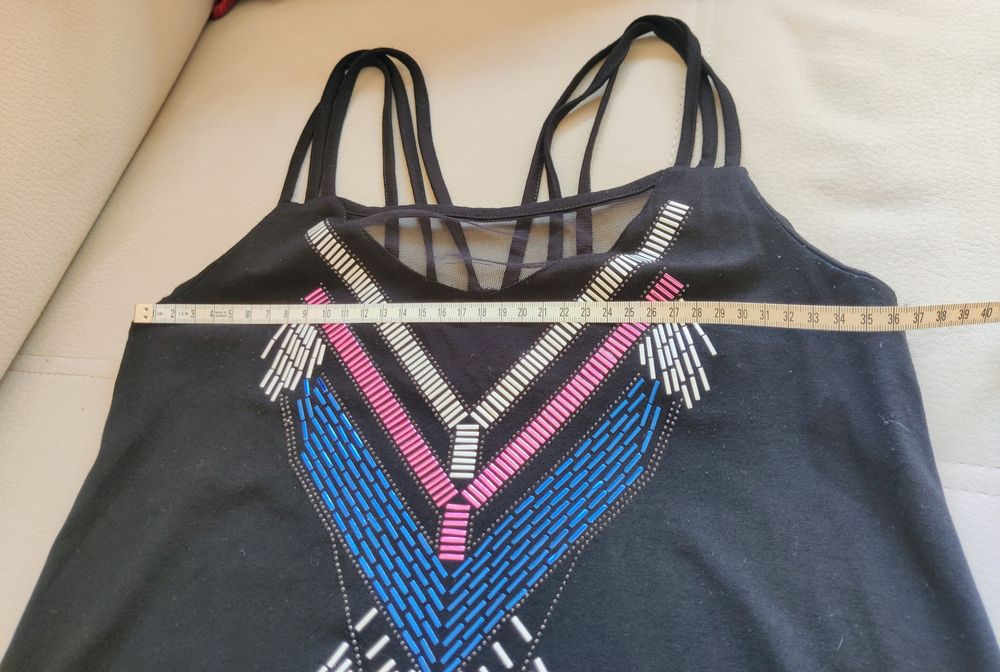 T-shirt de alças, túnica preta, La Mode est à Vous 34/36