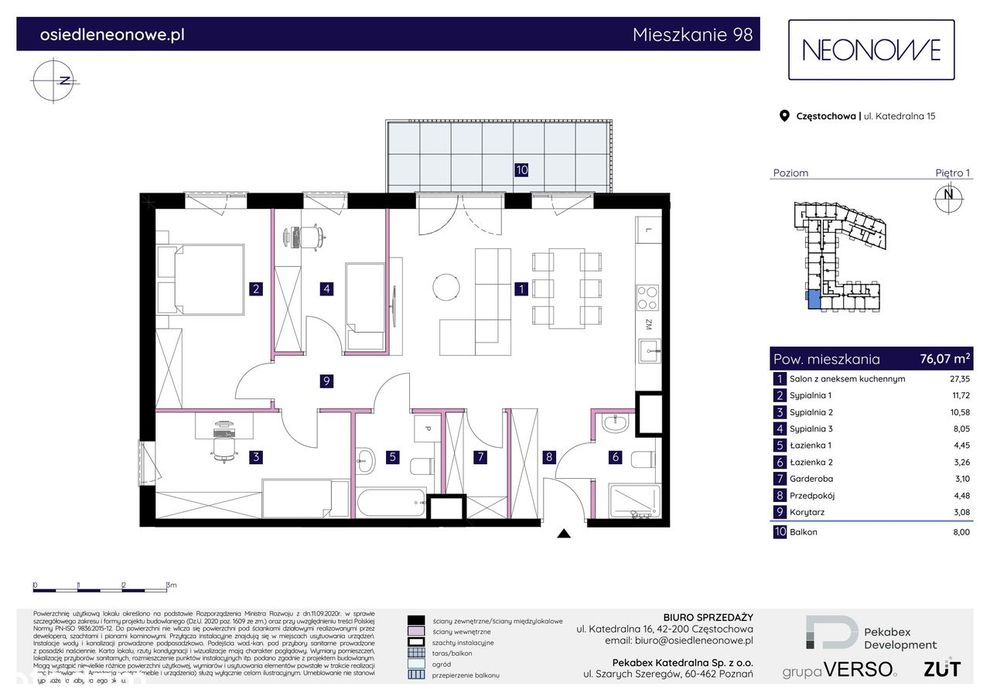 4-pokojowe mieszkanie 76m2 + balkon