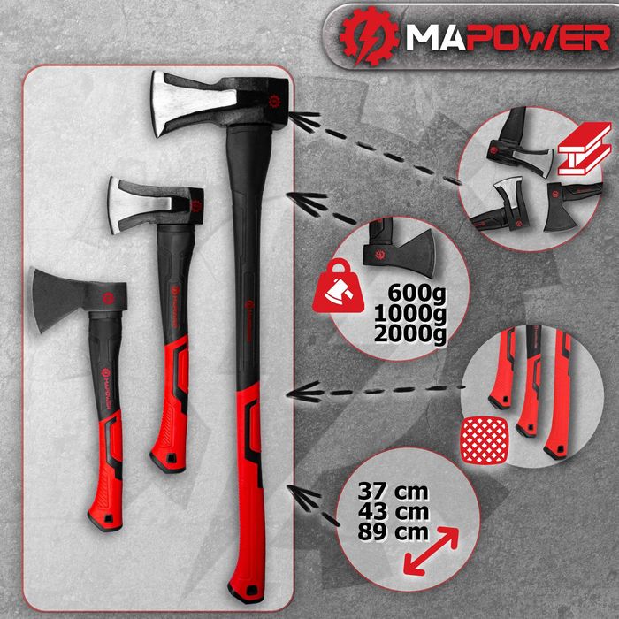 Siekiera Rozłupująca Zestaw Siekier Do Łupania 3siekiery Fiberglass