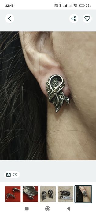 Винтажные серьги капельное серебро, сережки срібні