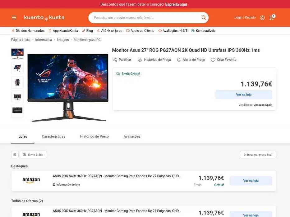 Monitor Asus 27" HD 360Hz