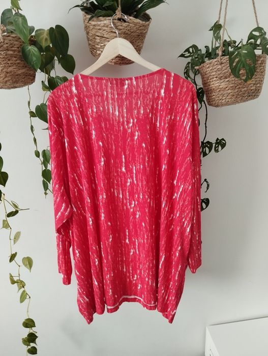 Bluzka z bawełny i wiskozy, czerwona, z kieszeniami, tunika, plus size