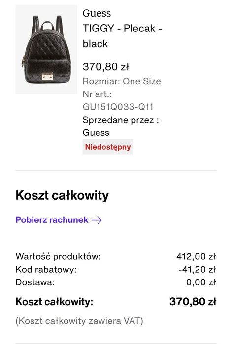 Czarny lakierowany plecak guess
