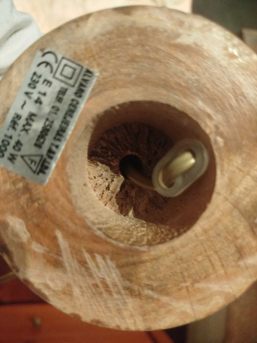 Candeeiro de mesa/secretária com base em madeira