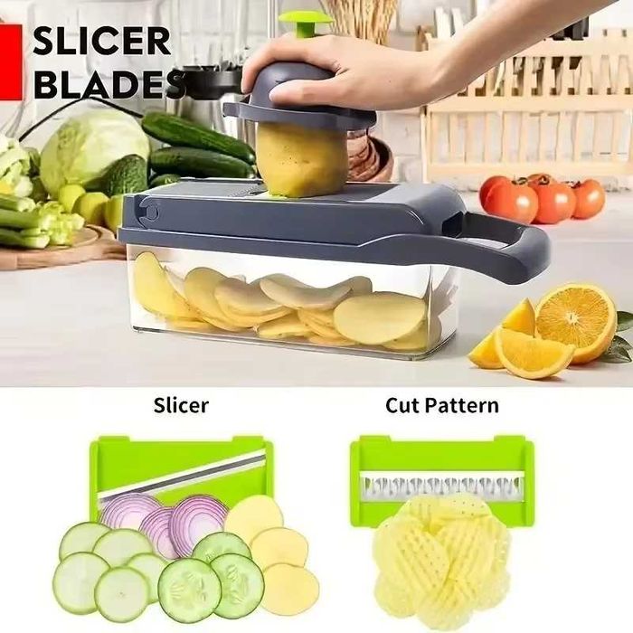 Picador multifunções descascador fatiador verduras cozinha 14 em 1 NOVO