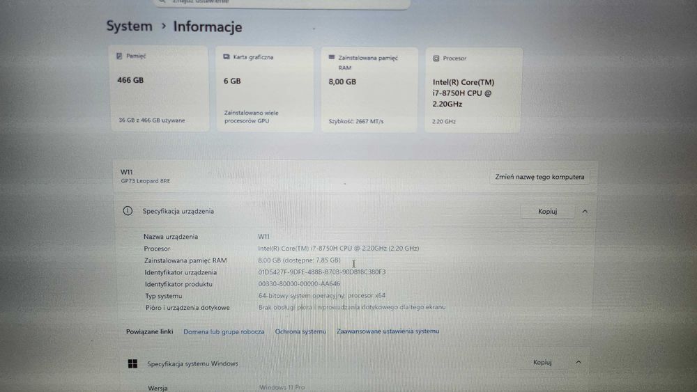 MSI GP73 Leopard 8R E- i7, GTX1060