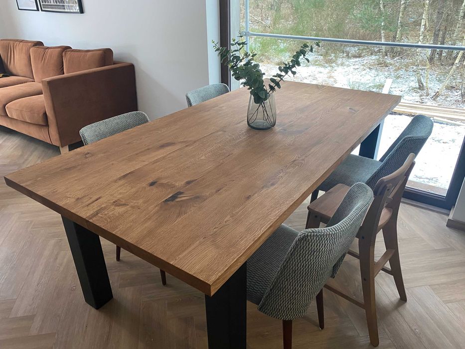 Duzy rozkładany stół dębowy-stół rozkładany- metal - producent