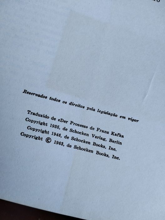 Livro O Processo - Franz Kafka 1963
