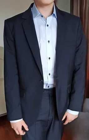 Garnitur męski granatowy, Ewtex Hugo, dla ósmoklasisty, stan idealny