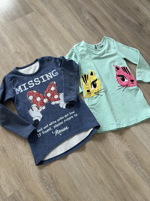 Komplet zestaw 110-116 dwie długie bluzy dziewczęce myszka minnie