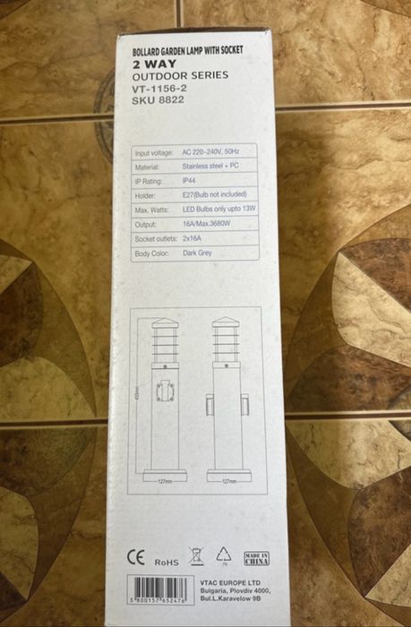 V-tac słupek ogrodowy Lampa 2x gniazdo Nowa okazja