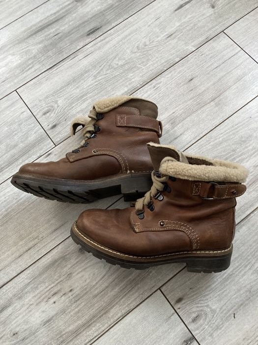 Ciepłe trzewiki skórzane z kożuchem rozmiar 36