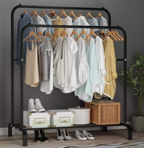 Двойная стойка-вешалка для одежды и обуви