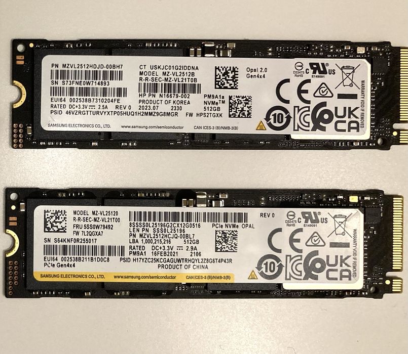 Samsung PM9A1 512GB NVMe SSD PCIe Gen4x4 PM9A1a