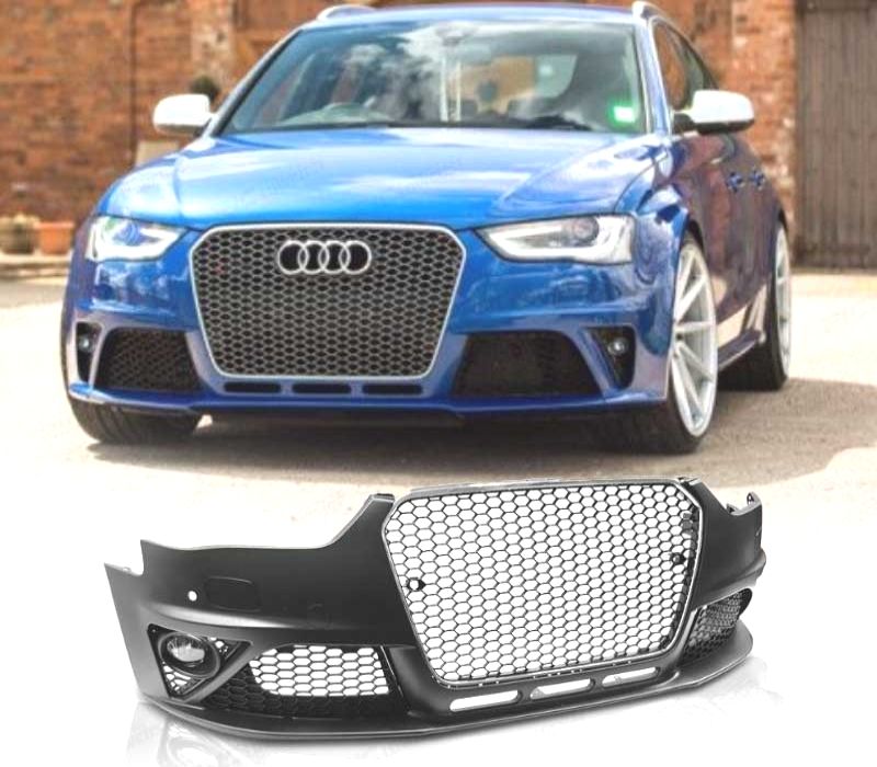 PARACHOQUES FRONTAL SEM FAROIS DE NEVOEIRO AUDI A4 B8 11-15 PDC SRA LOOK RS GRELHA CROMADA