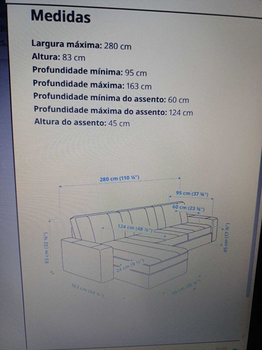 Sofa KIVIK 3 lugares com chaise longue