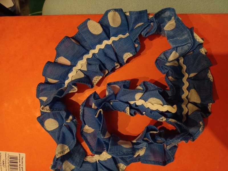Tasiemka falbanka grochy decoupage rękodzieło
