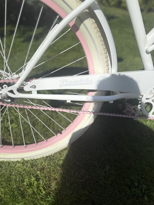 Plumbike Rider Go Girl 26” biało-różowy | koszyk | stan bardzo dobry