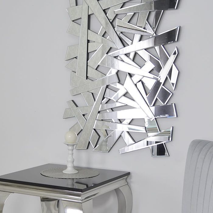 Srebrne lustro glamour prostokątne 80x120 cm M-0505