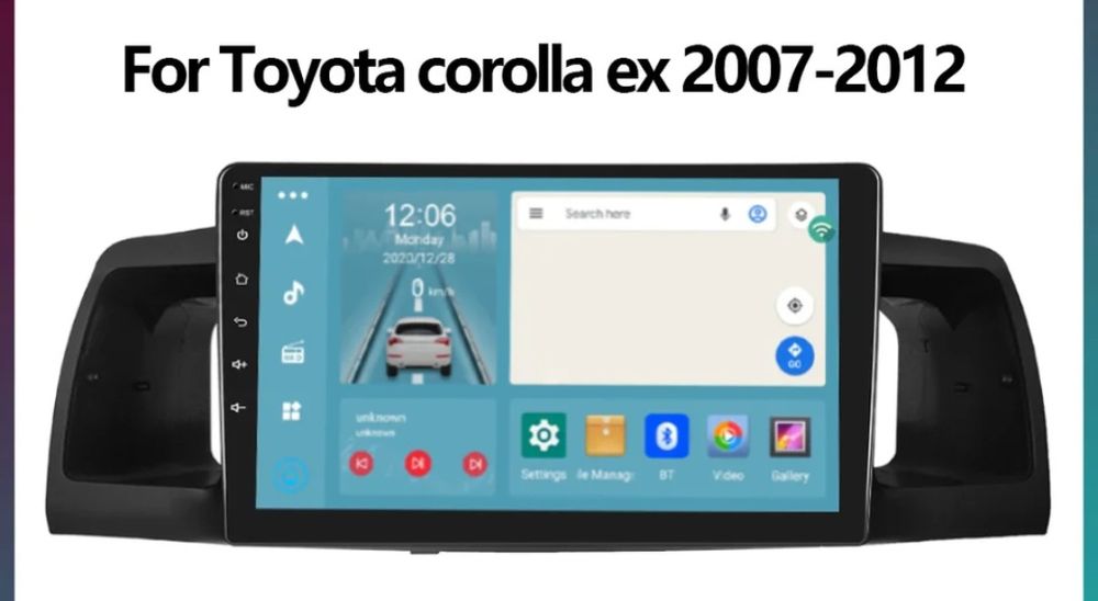 Rádio 9" android Toyota Corolla Ex 2007 a 12 CARPLAY WIFI GPS 2/32GB