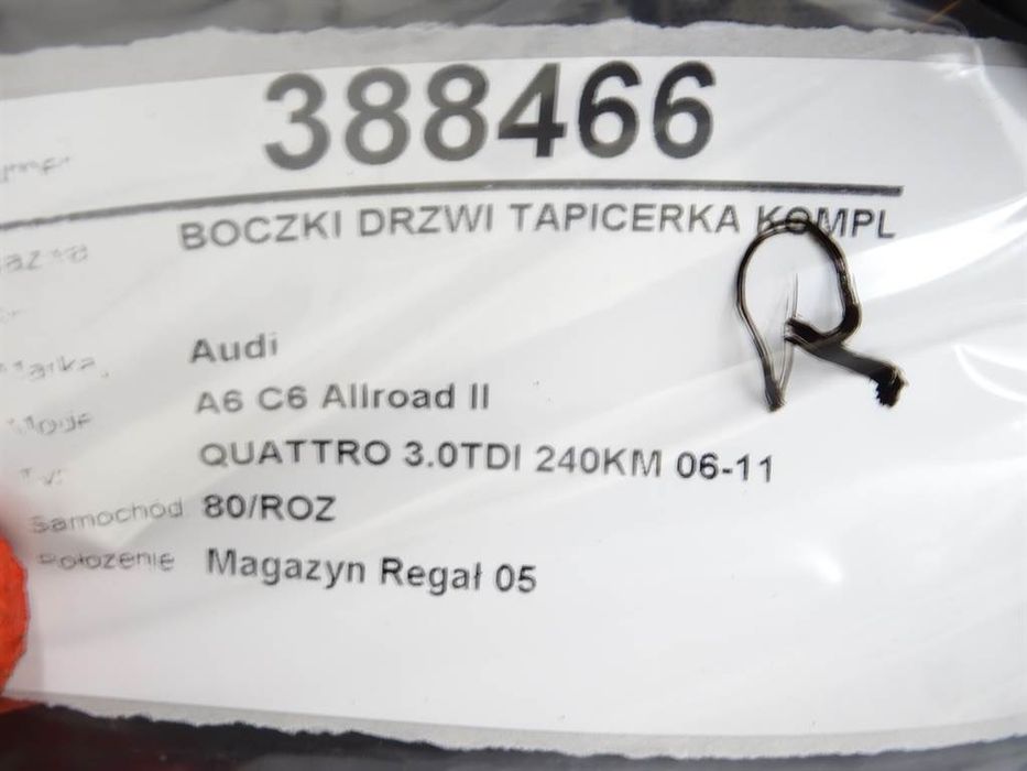BOCZKI DRZWI TAPICERKA KOMPLET AUDI A6 C6