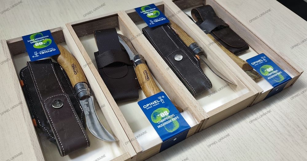 Преміальний подарунковий OPINEL Франція ніж тихий авантюрист опінель №8 VRN з чохлом на пояс у деревяному пеналі (001327), Франція грибний нож грибной
