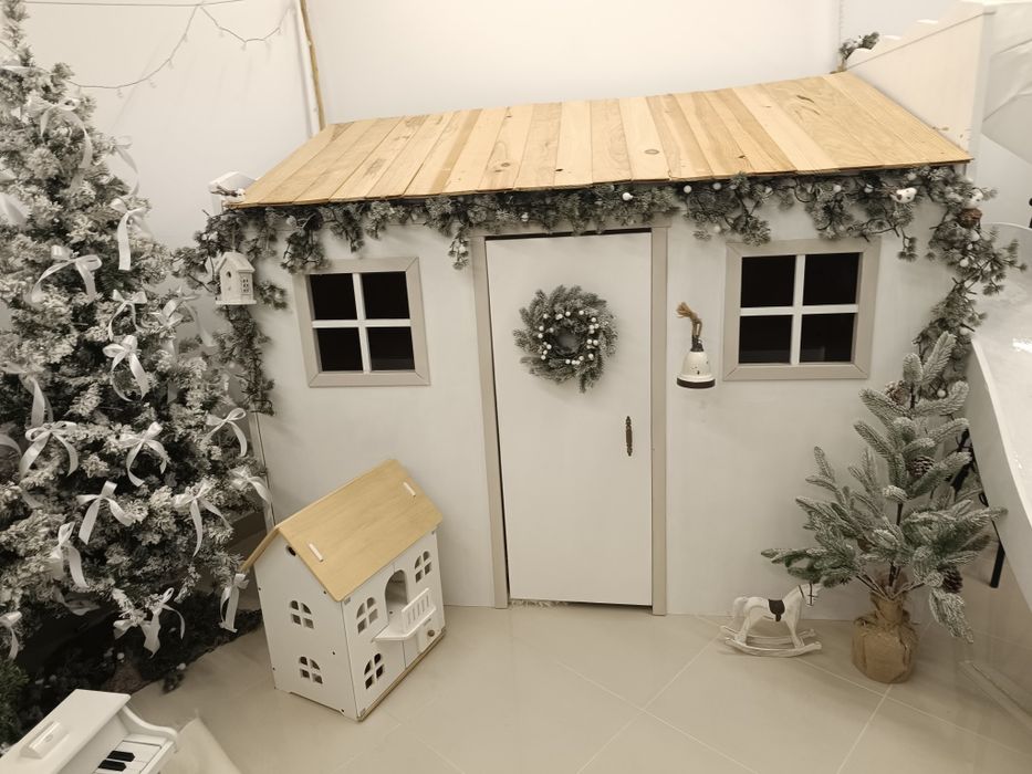 Cenário de natal com escorrega